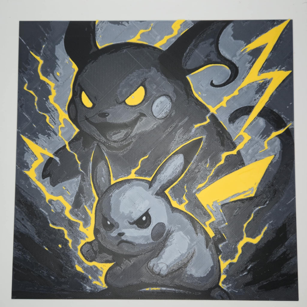 Pikachu & Raichu Pokémon 3D Printed Hueforge Art