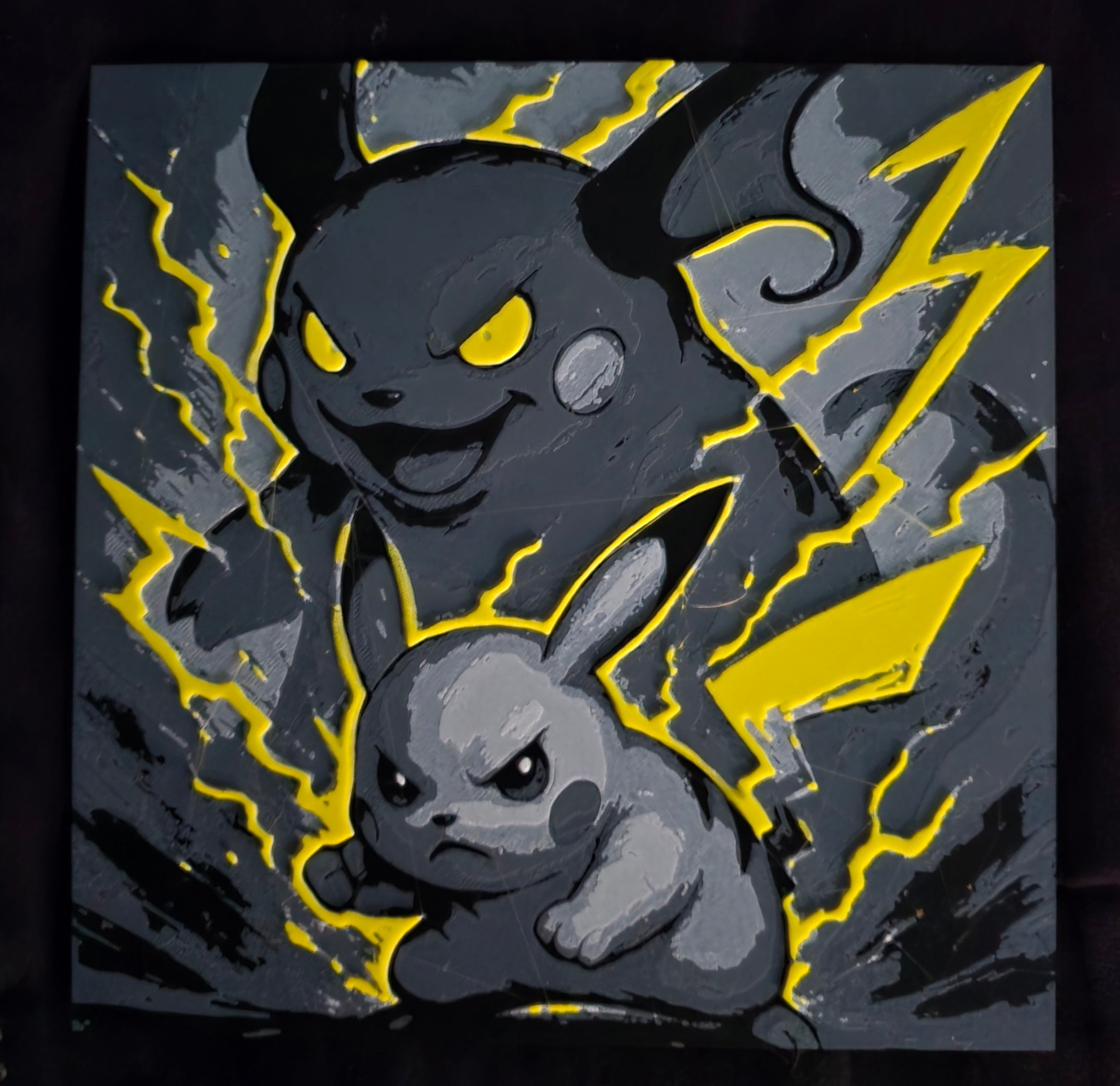 Pikachu & Raichu Pokémon 3D Printed Hueforge Art