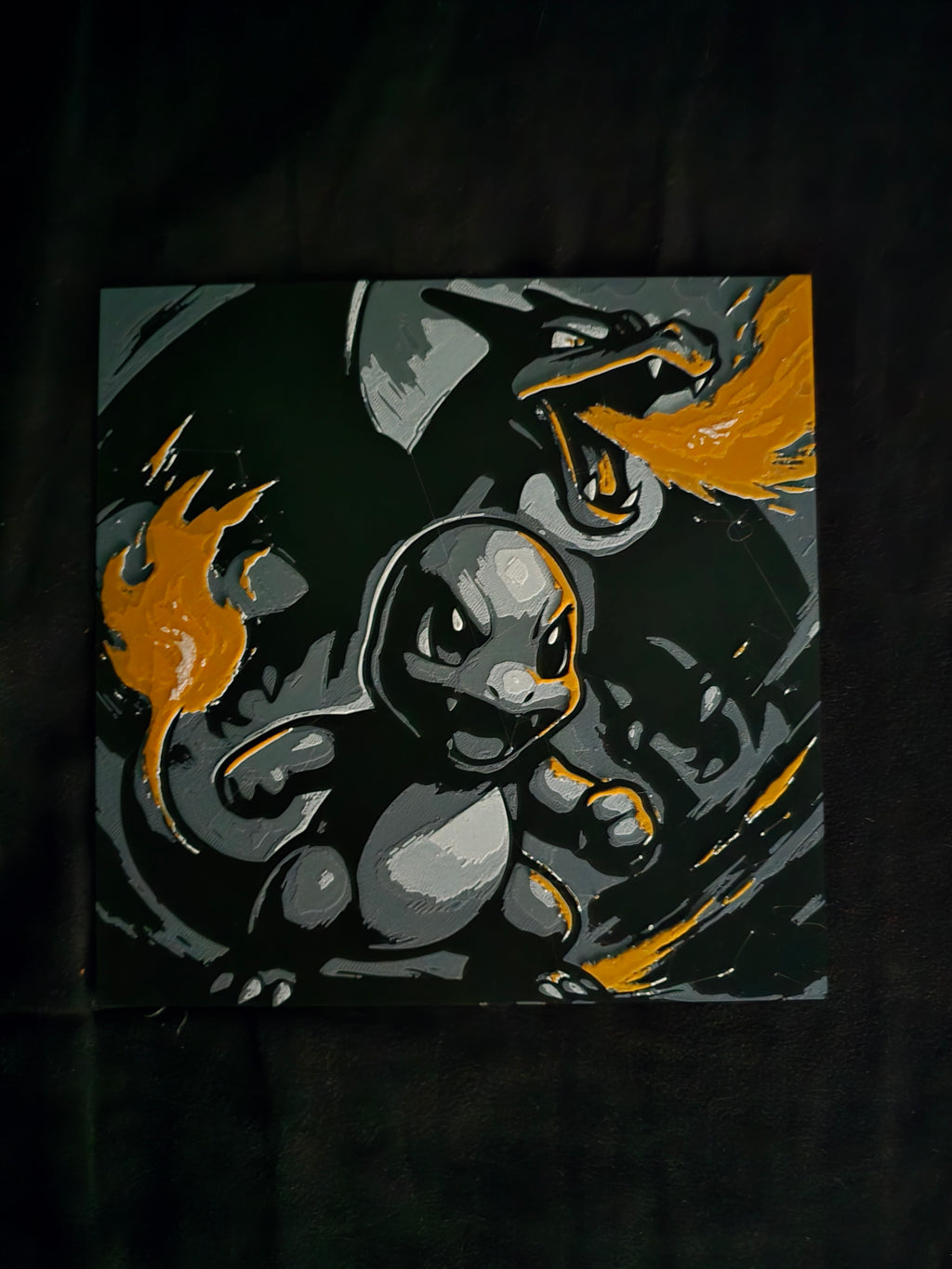 Charizard & Charmander Pokémon 3D Printed Hueforge Art