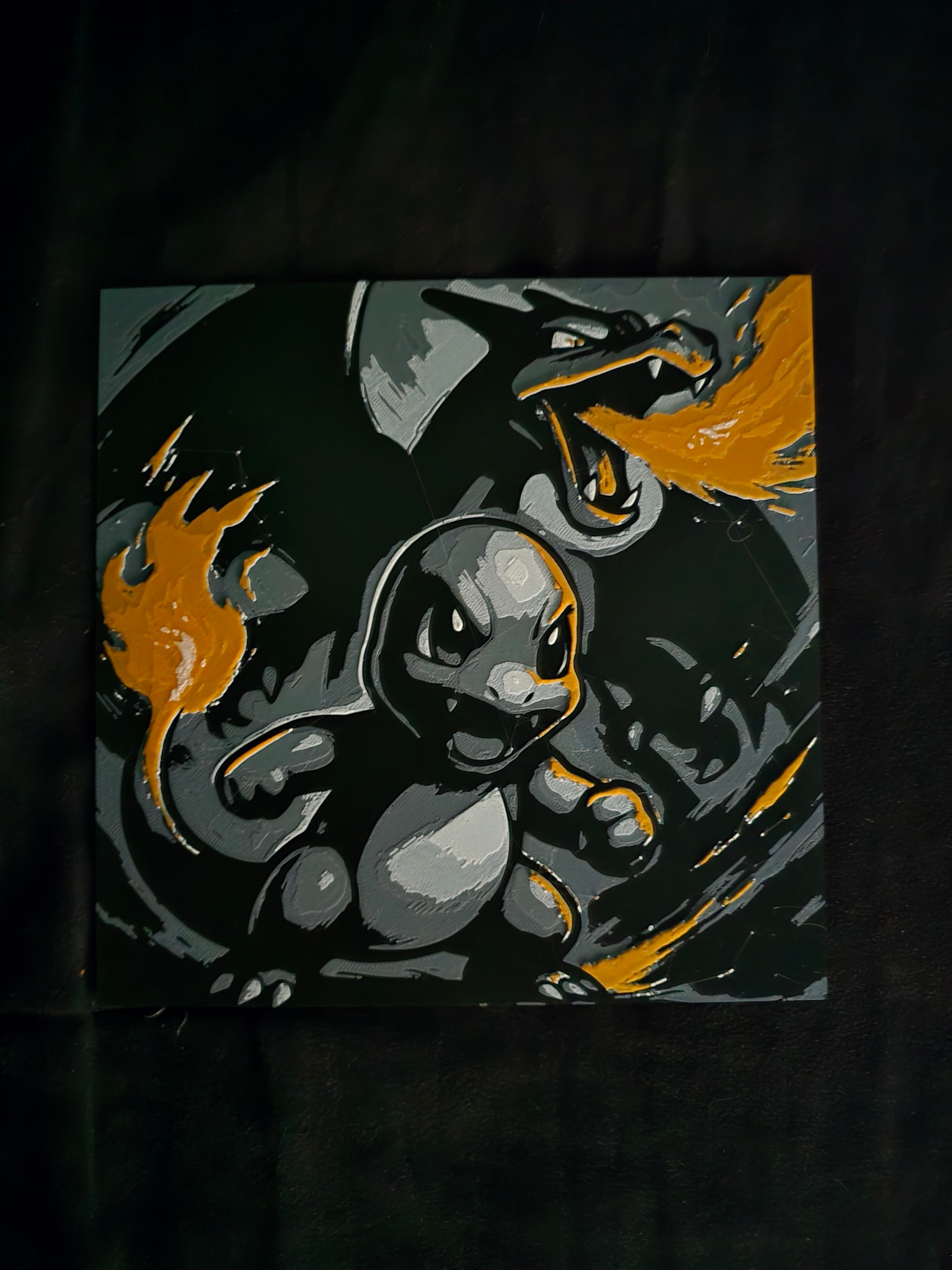 Charizard & Charmander Pokémon 3D Printed Hueforge Art