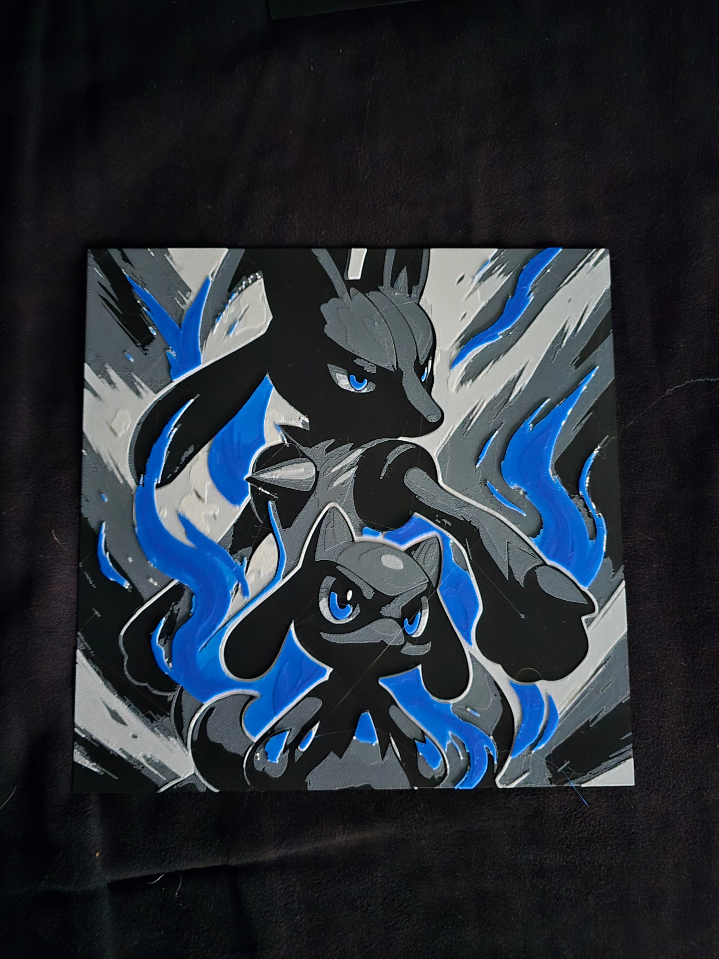 Lucario & Riolu Pokémon 3D Printed Hueforge Art