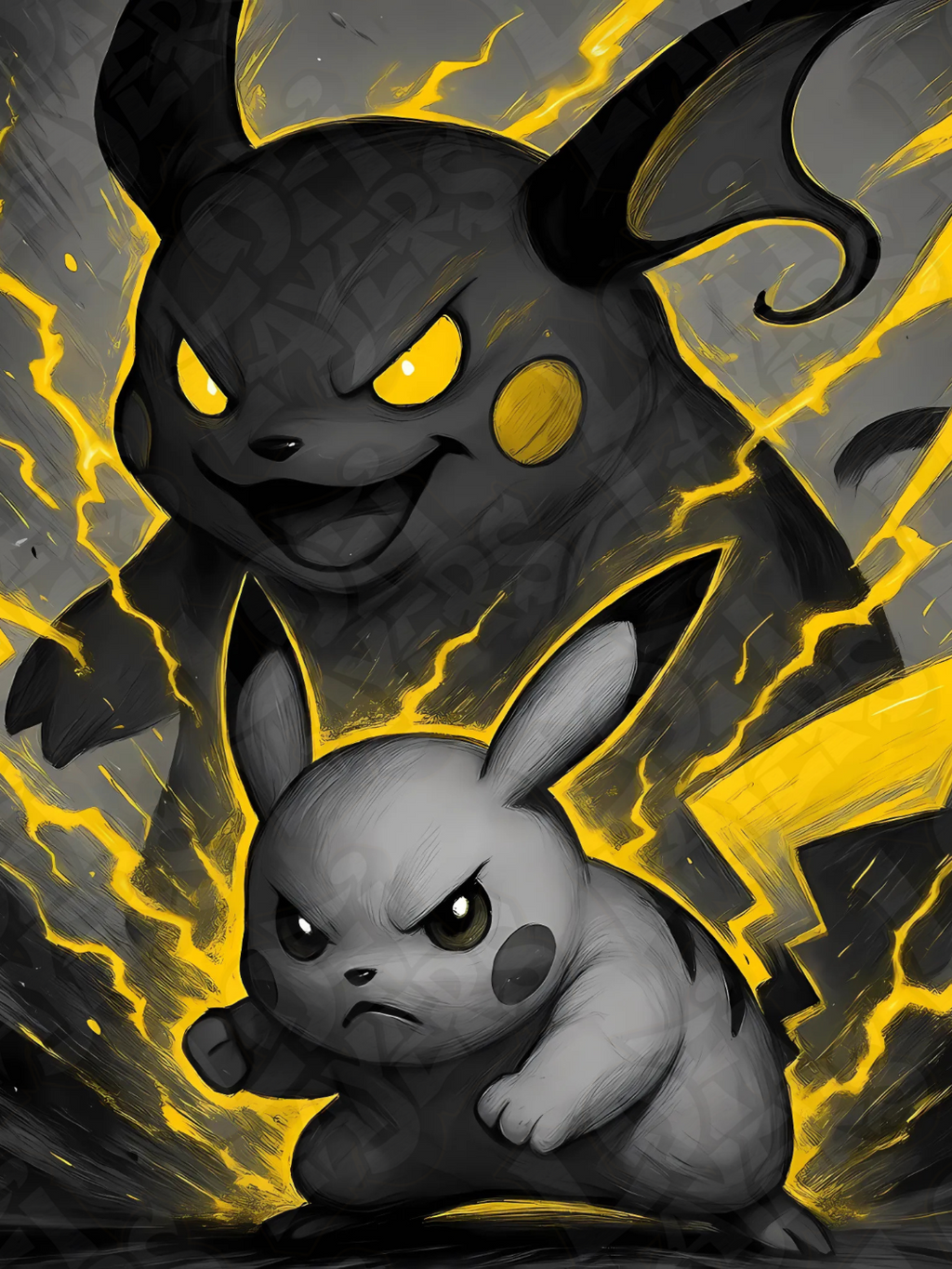 Pikachu & Raichu Pokémon 3D Printed Hueforge Art