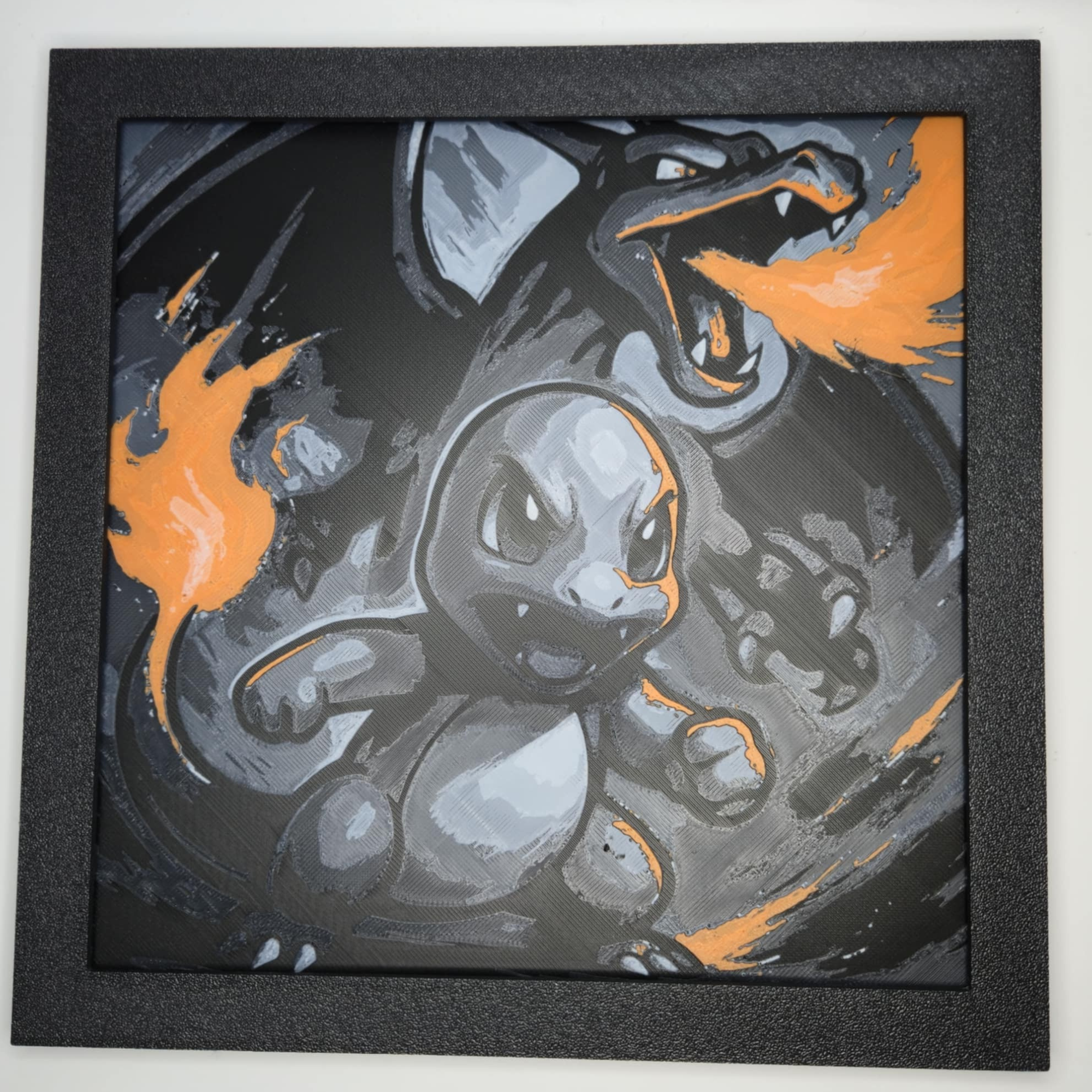 Charizard & Charmander Pokémon 3D Printed Hueforge Art