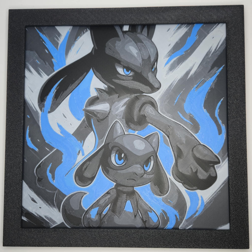 Lucario & Riolu Pokémon 3D Printed Hueforge Art