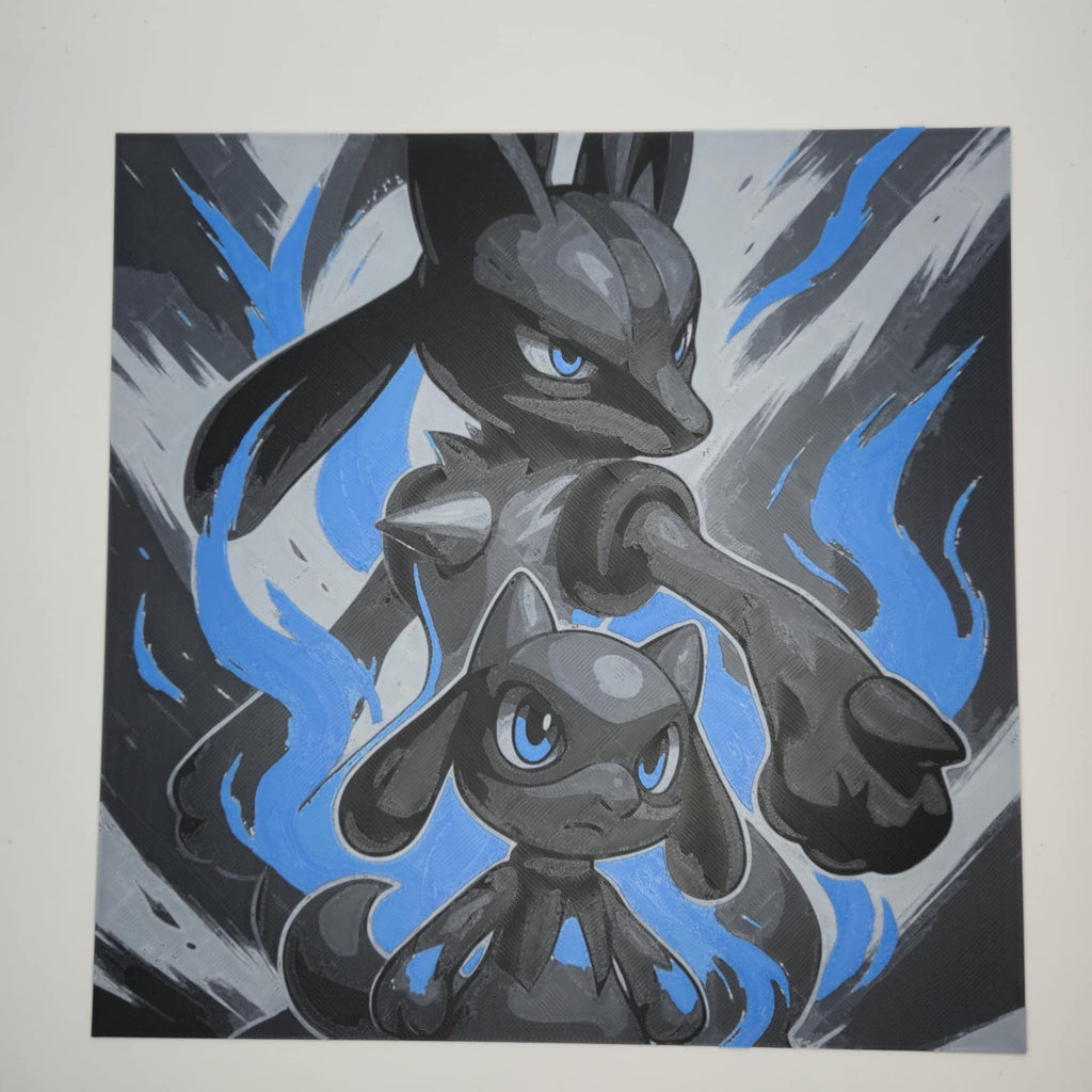 Lucario & Riolu Pokémon 3D Printed Hueforge Art