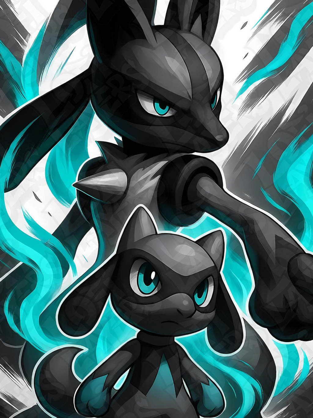Lucario & Riolu Pokémon 3D Printed Hueforge Art