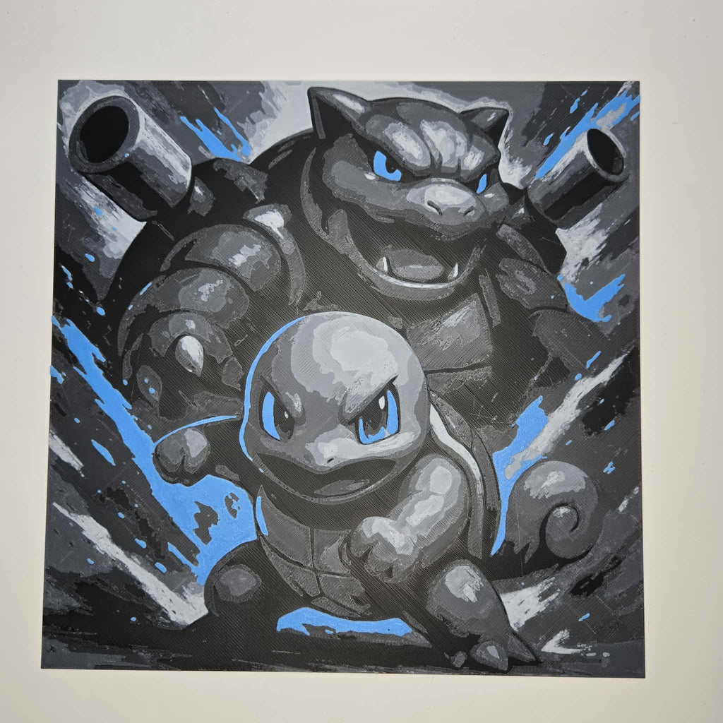 Squirtle and Blastoise 3D Printed Hueforge Artwork